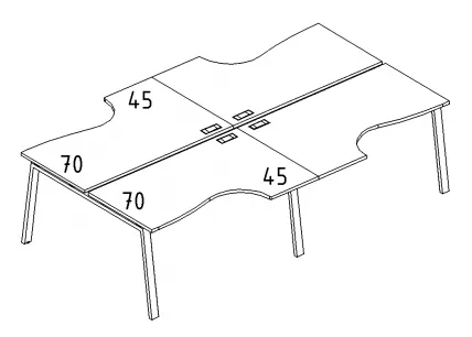 А4 3 183-2 Рабочая станция со столами эргономичными "Классика" м/к TRE (4х120) 240x184x75