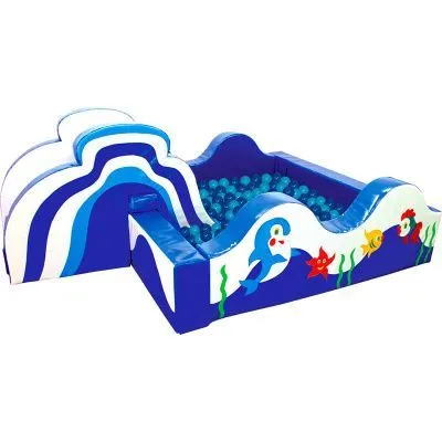 Сухой Бассейн "Волна" с горкой 200 х 200 х 60