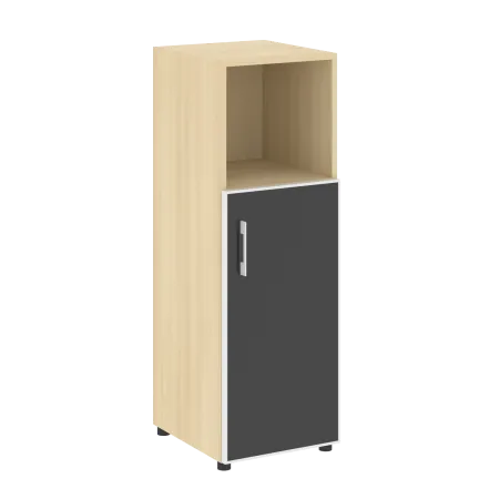 LTSU2.2R R/L black Шкаф средний узкий (стекло лакобель черное в раме) (400х450х1985)