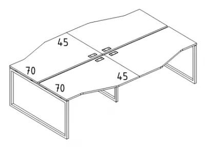А4 4 191-2 Рабочая станция со столами эргономичными &quot;Техно&quot; м/к QUATTRO (4х160) 320x184x75