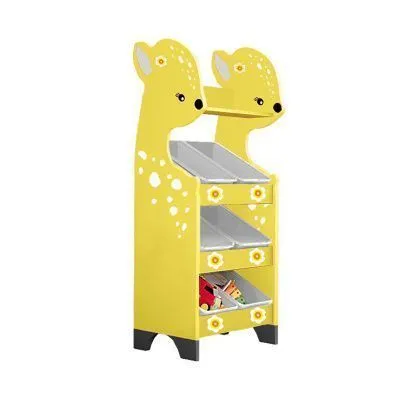 РК Стеллажная наклонная система хранения 34/4 с декорацией жёлтая (серия Оленёнок)