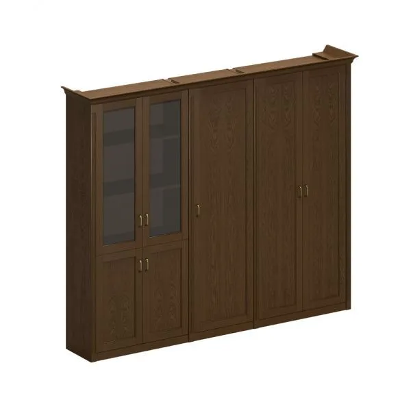 ПС 347 Шкаф высокий комбинированный (2 для документов 1 из 2 со стеклянными дверями + узкий для одеж