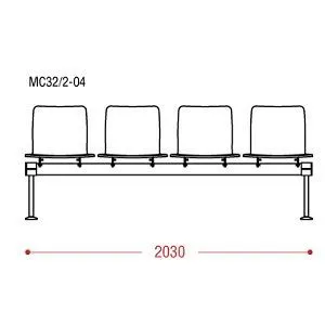 КФ Вектор 32/2 PL четырехместная секция 203х77х61.5 см