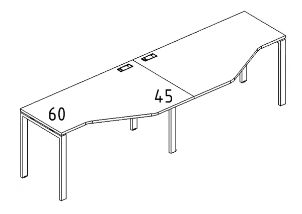 A4 1 051-2 Рабочая станция со столами эргономичными "Техно" на м/к UNO (240x90x75)