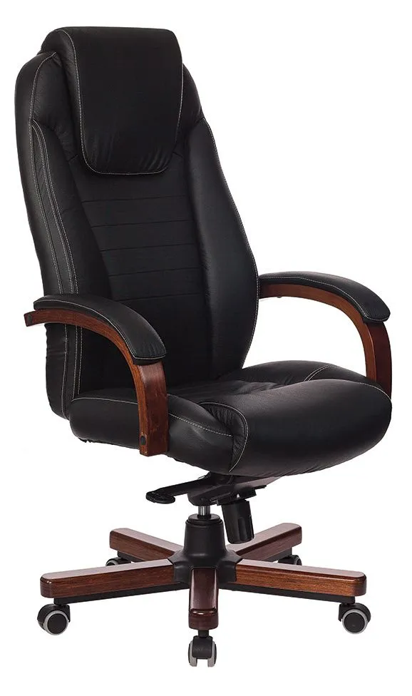 БР T-9923WALNUT Кресло руководителя, кожа/ дерево