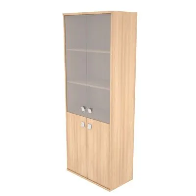 Л.СT-1.2 Шкаф  высокий широкий (2 низкие двери ЛДСП, 2 средние двери стекло) (778*410*1975мм) 