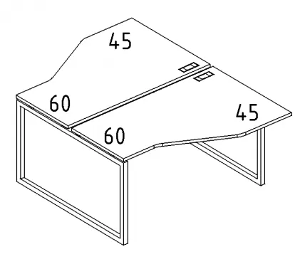 А4 4 187 Рабочая станция со столами эргономичными "Техно" м/к QUATTRO (2х140) 140x184x75 