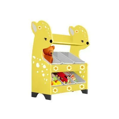 РК Стеллажная наклонная система хранения 34/5 с декорацией жёлтая (серия Оленёнок)