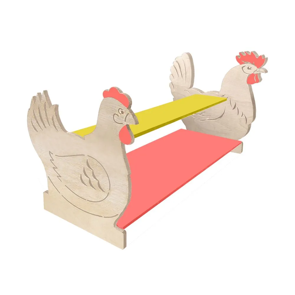 РК Тумба для игрушек и пособий 13 с декором (2 полки) курица-петух 890х600х600мм
