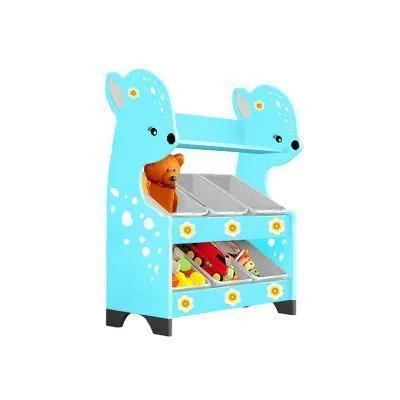 РК Стеллажная наклонная система хранения 31/5 с декорацией бирюзовая (серия Оленёнок)