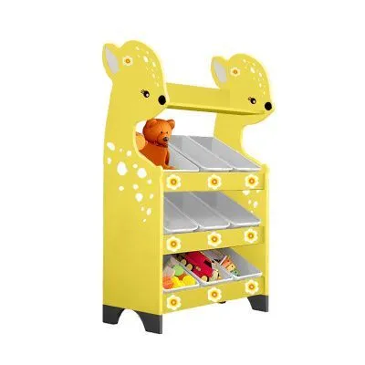 РК Стеллажная наклонная система хранения 34/6 с декорацией жёлтая (серия Оленёнок)