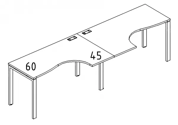 A4 1 031-2 Рабочая станция со столами эргономичными "Классика" на м/к UNO (240x90x75)