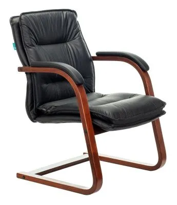 БР T-9927WALNUT-AV Кресло посетителя на полозьях, кожа/дерево
