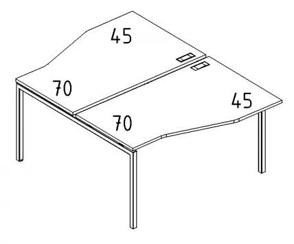 А4 2 190 Рабочая станция со столами эргономичными "Техно"на м/к DUE (2х120) 120x184x75