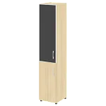 LTSU1.2R R/L black  Шкаф высокий узкий (стекло лакобель черное в раме) (400х450х1987)