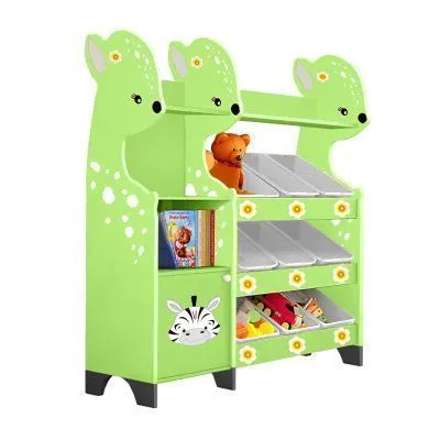 РК Стеллажная наклонная система хранения 33/8 с декорацией бирюзовая (серия Оленёнок)