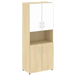 LTST1.4R white Шкаф высокий широкий (стекло лакобель белое в раме)  (800х450х1197)