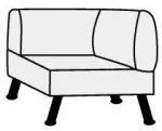 V-1В/Б Диван-кресло 1 подл. (левый/правый) 900x730x770 mm Экокожа