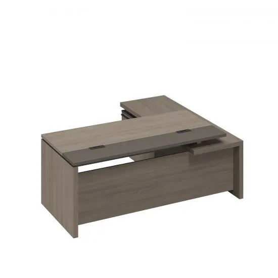 РС 129 Стол руководителя с кабель-каналами с брифинг-приставкой боковой левый (202x180x76)