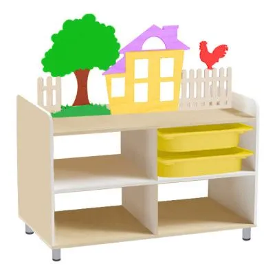 РК Тумба для игрушек и пособий 5 двусторонняя на ножках с 4-мя контейнерами  890х600х1000мм