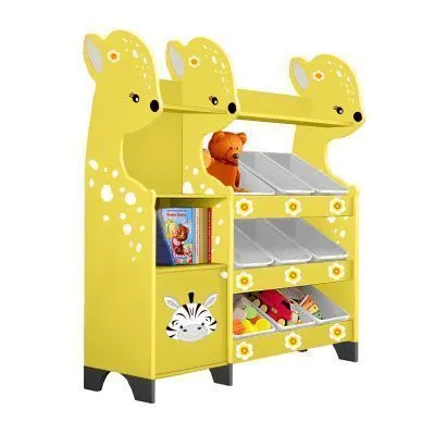 РК Стеллажная наклонная система хранения 34/8 с декорацией жёлтая (серия Оленёнок)